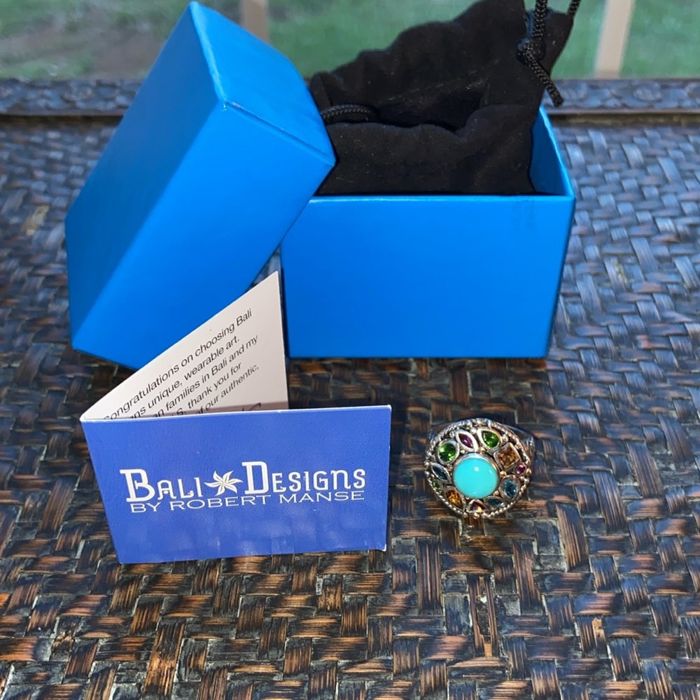 Artisan Turquoise and Multi-gemstone Ring - Picture 14 of 14